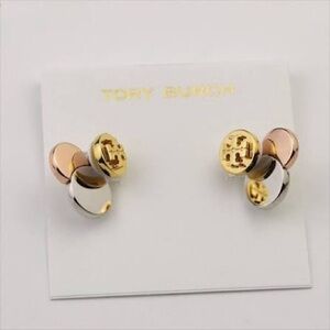 NIP Tory Burch Tri Tone Circle Cluster Ear Jackets. CAN BE WORN 2 ways